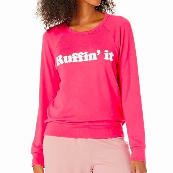 EUC PJ Salvage 'Ruffin it' Soft Lightweight Long Sleeve Sweatshirt in Pink XS - Picture 16 of 16